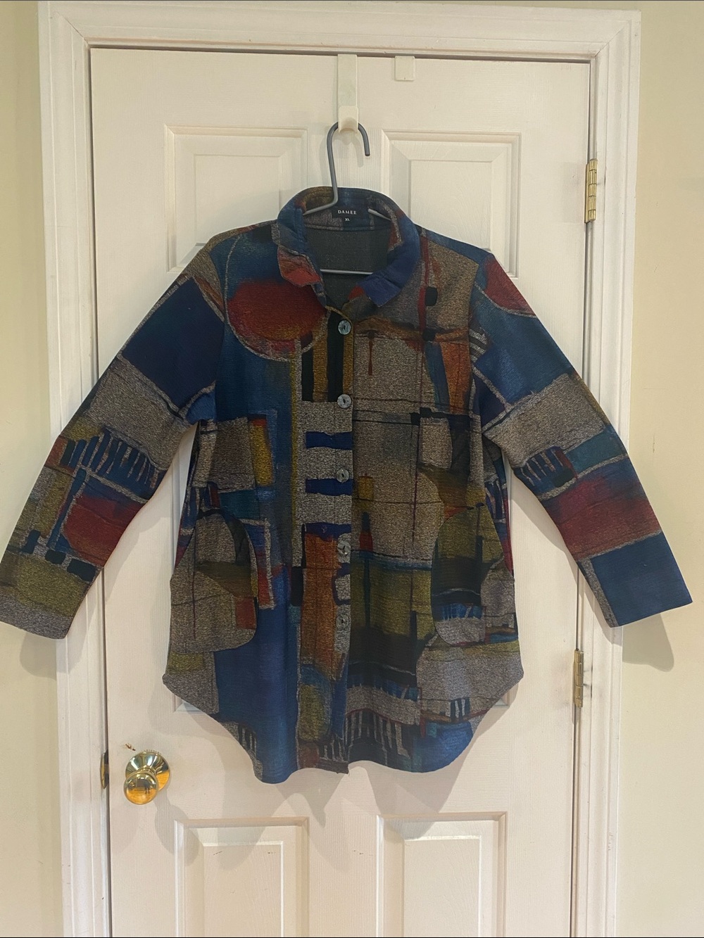 Damee INC International Concepts Multicolor Abstract Patchwork Jacket